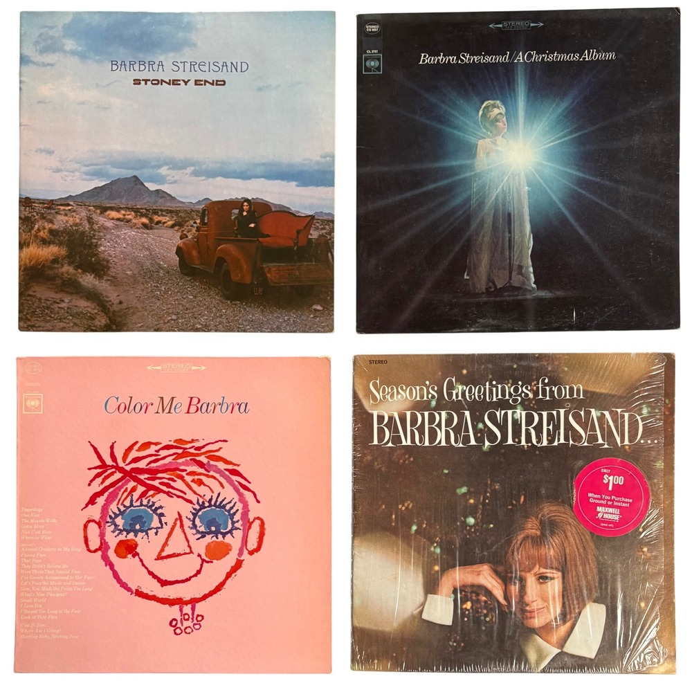Barbra Streisand 4 Vinyl Record Lot Stoney End Christmas Color Me Barbra Friends
